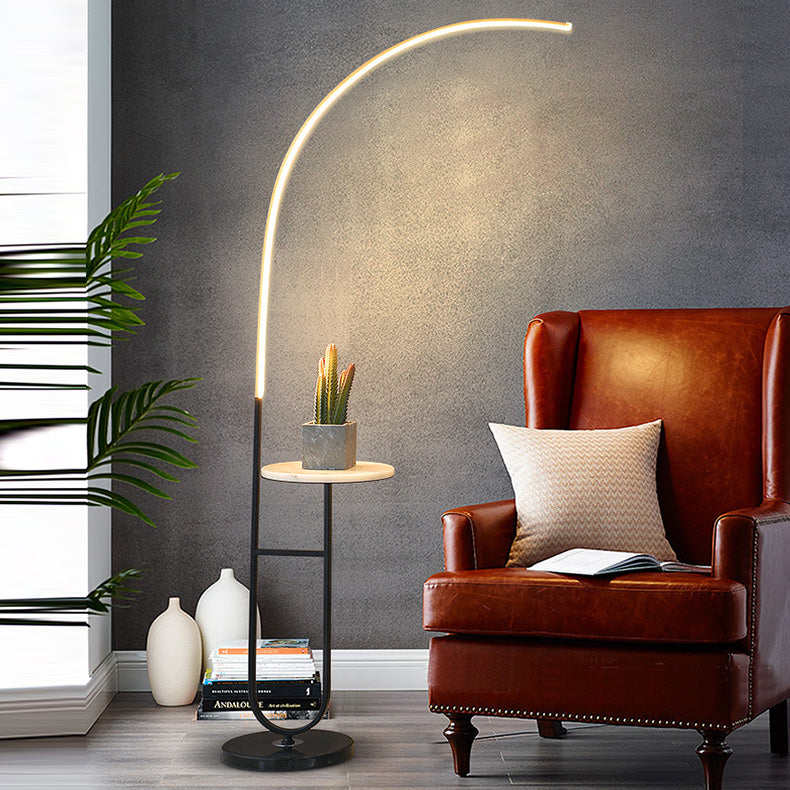 Arc Aluminum Strip Marble Floor Lamp