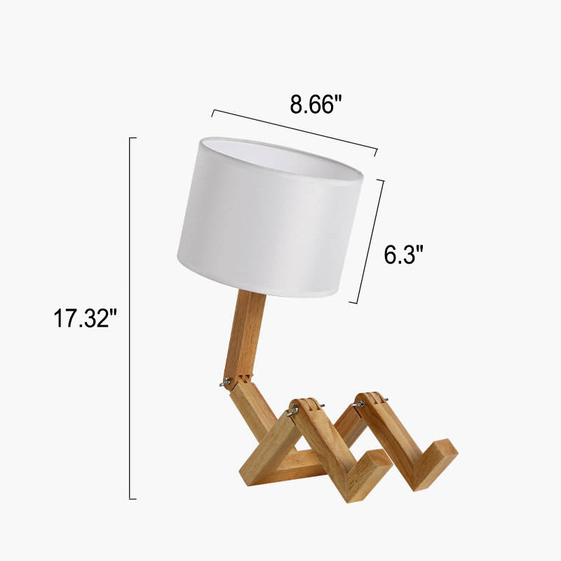 Fabric Solid Wood Robot Table Lamp