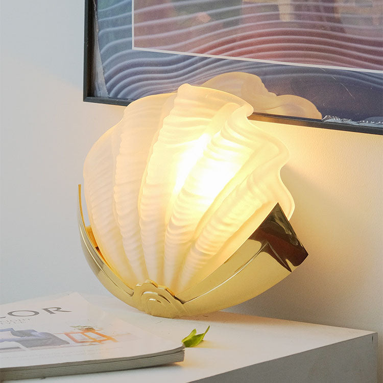 Shell Brass Glass Bedroom Wall Lamp