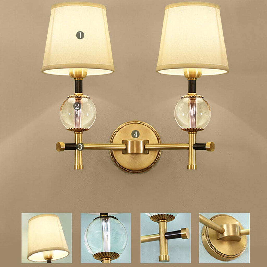 American Brass Fabric 1/2 Wall Lamp