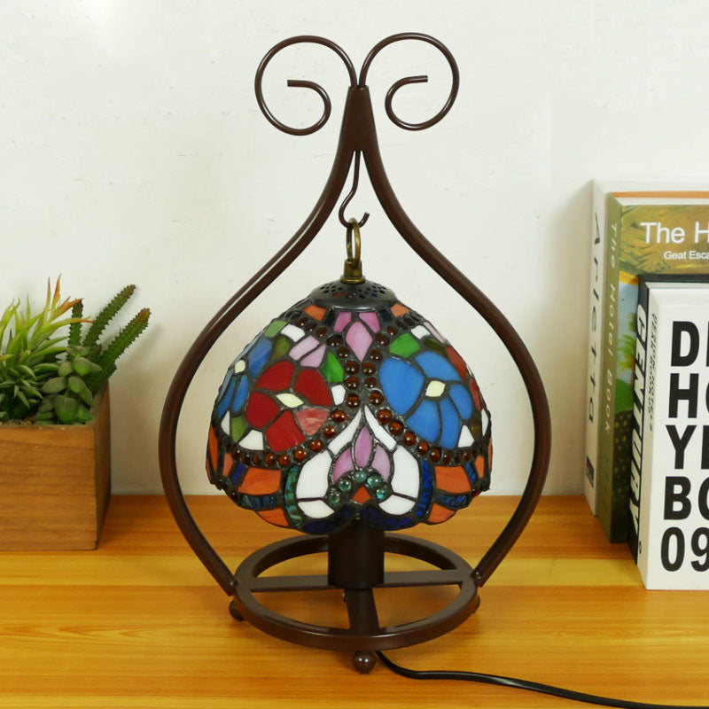 Style Heart Stained Glass Table Lamp