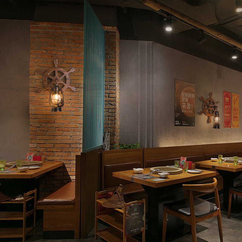 Wood Iron Wall Lamp