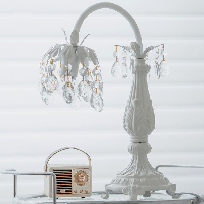 Crystal Beaded Iron Carved Table Lamp
