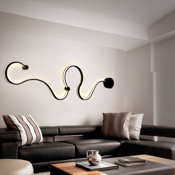 Long Aluminum Snake Shaped Wall Lamp