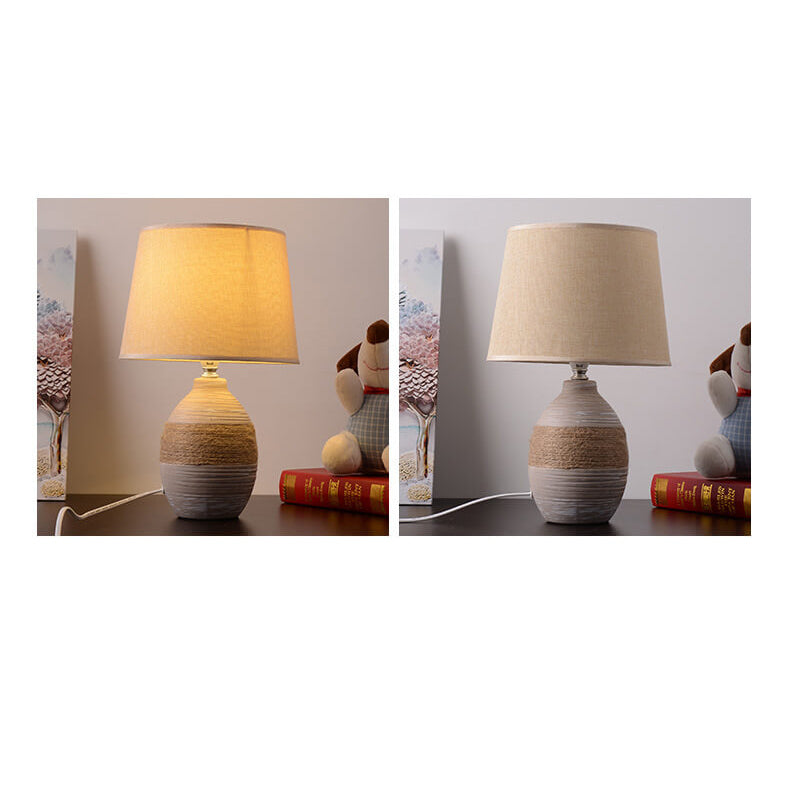 Style Twine Fabric Ceramic Table Lamp