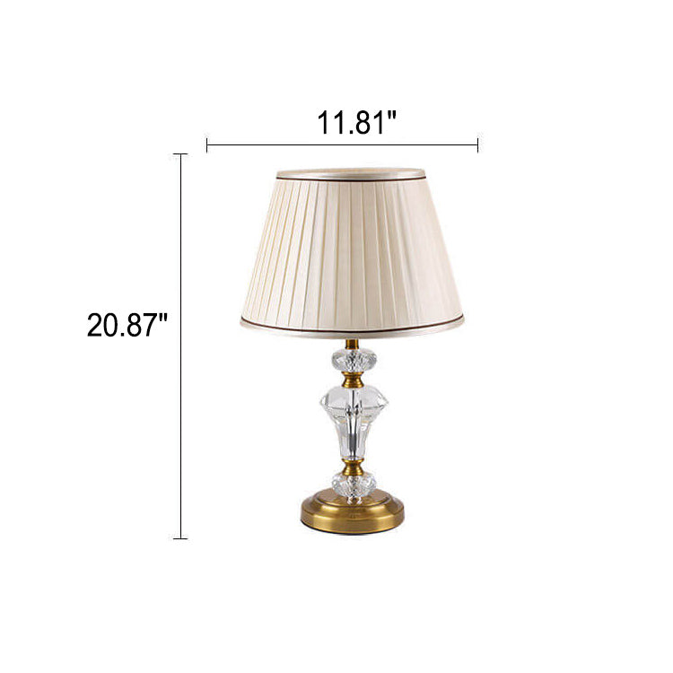 Crystal Pillar Fabric Table Lamp