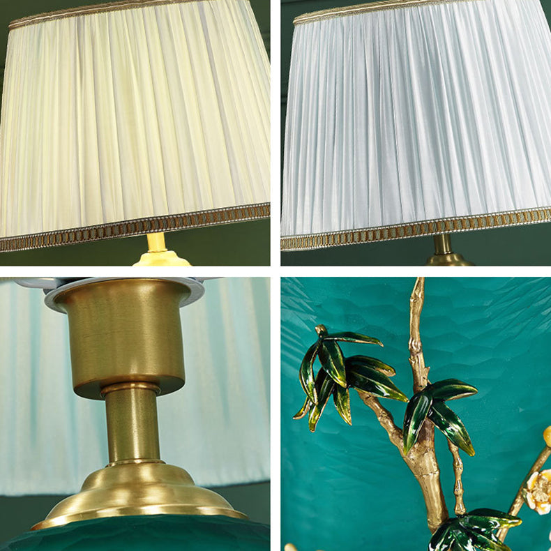 Bottle Glass Copper Fabric Table Lamp