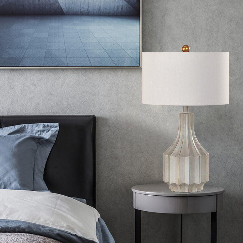 Solid Color Resin Fabric Table Lamp