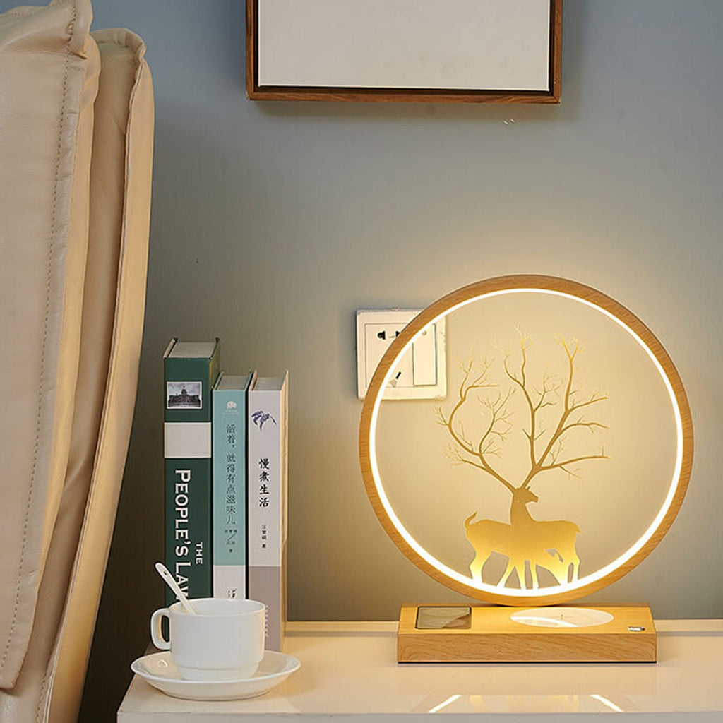 Round Deer Design Wireless Table Lamp