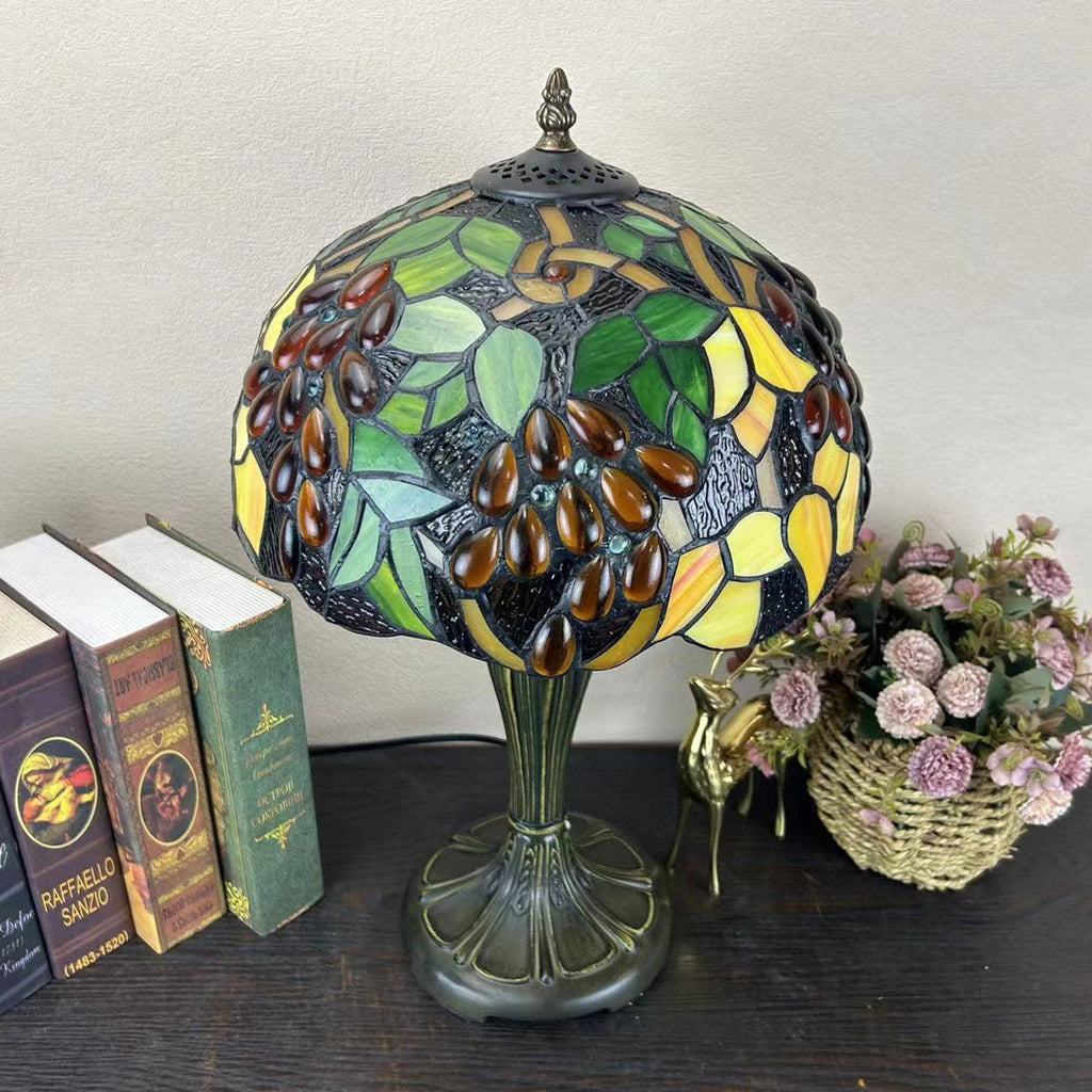 Metal Glass Dome Grape Table Lamp