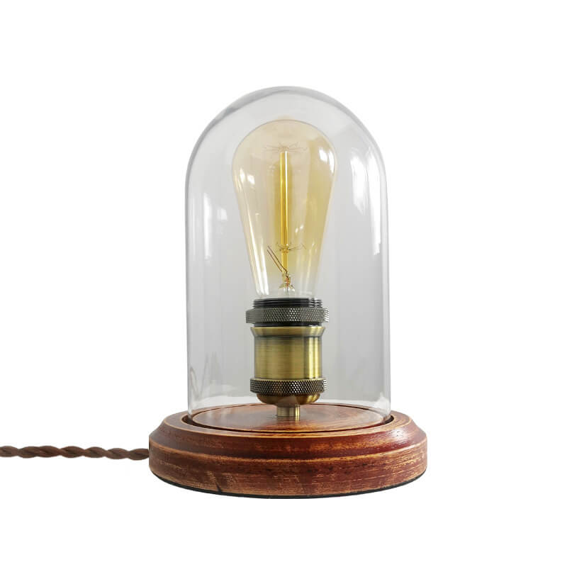 Wood Glass Table Lamp
