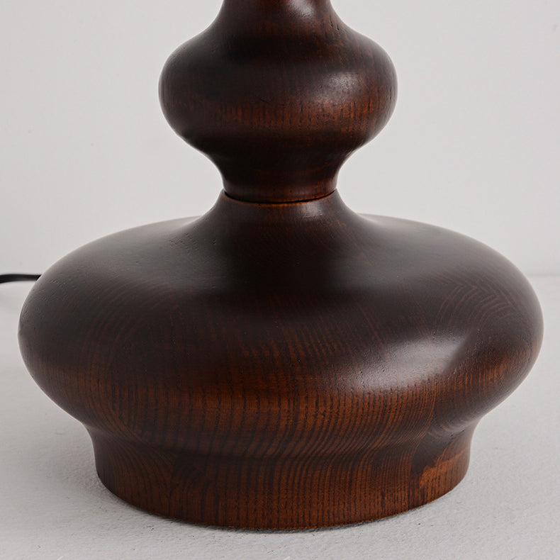 Ash Wood Linen Trapezoid Table Lamp