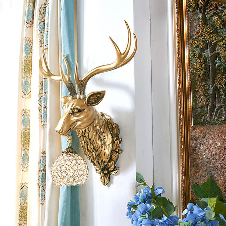 Deer Head Resin Wall Lamp