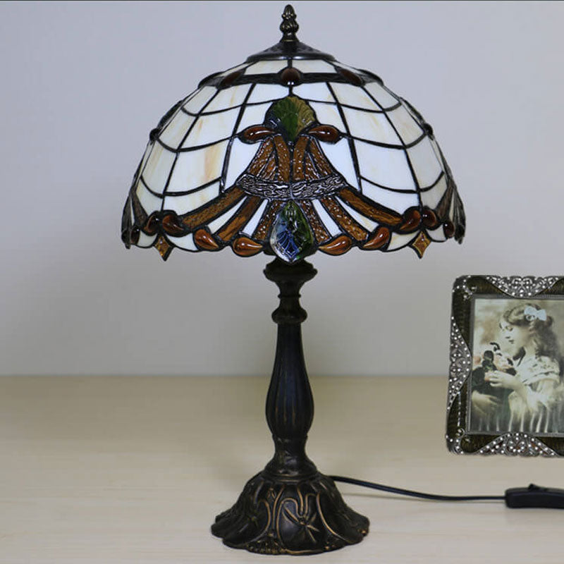 Curved Lucite Beads Stained Table Lamp