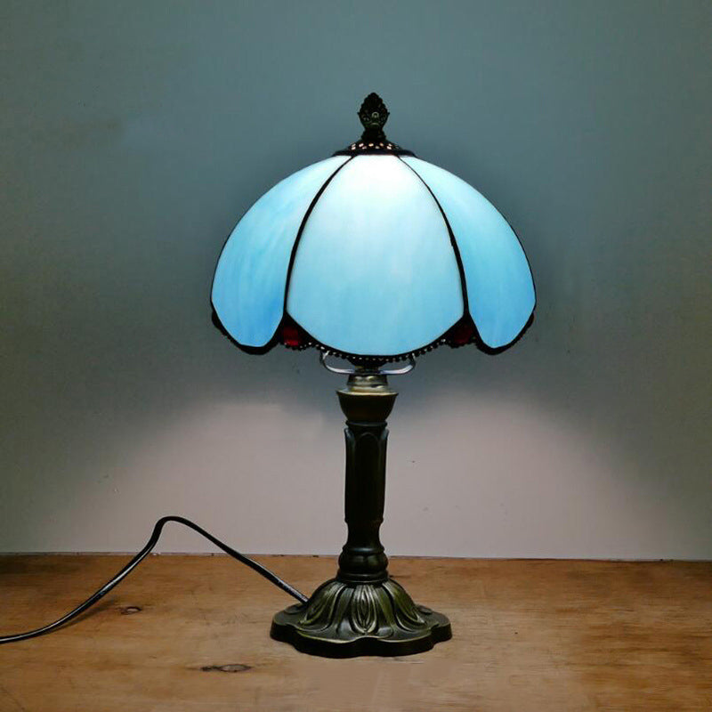 Blue Glass Petal Design Table Lamp