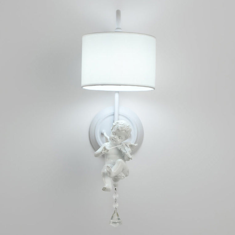 Cream Angel Iron Crystal Wall Lamp