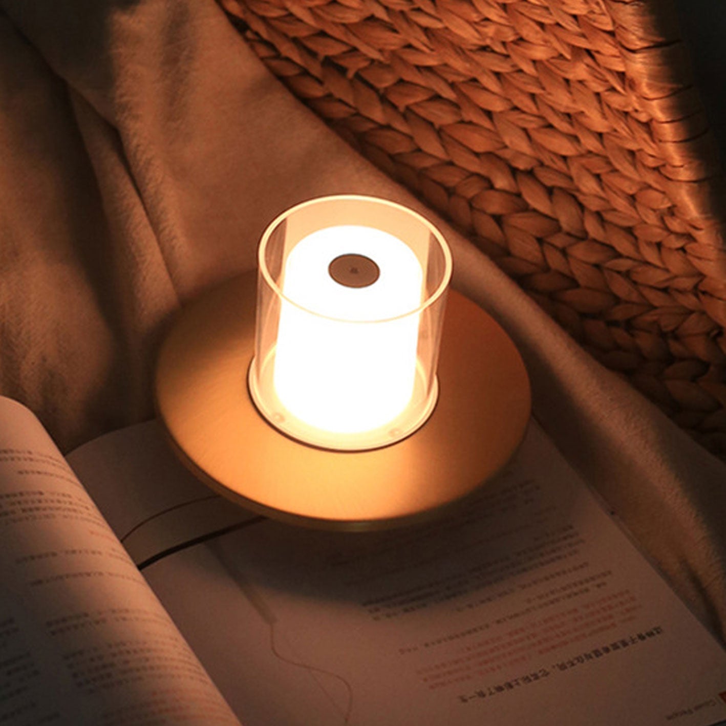 Cylindrical Candlestick Night Table Lamp