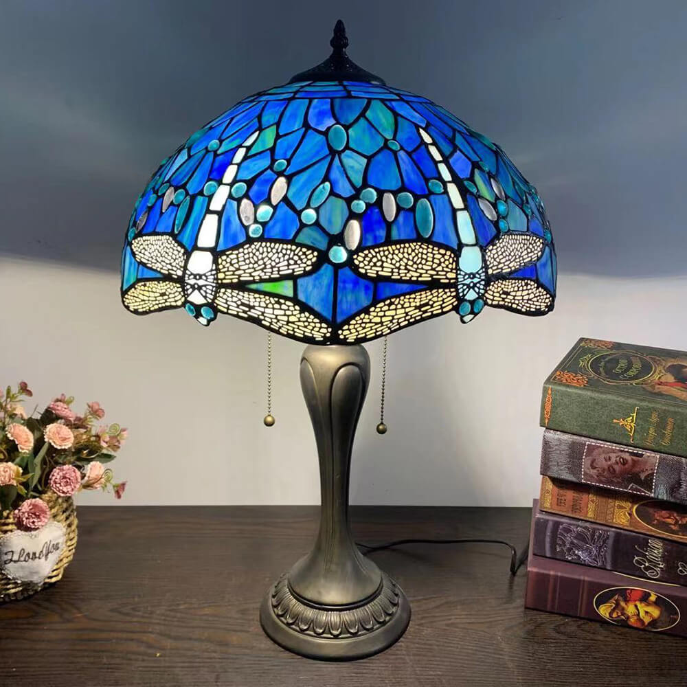 Umbrella Flower Dragonfly Alloy 2-Light Table Lamp