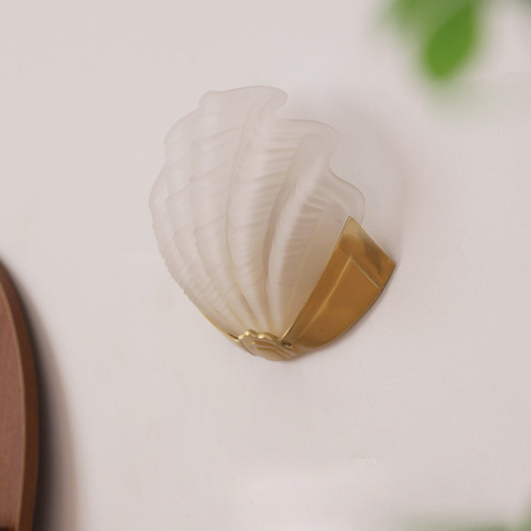 Shell Brass Glass Living Wall Lamp