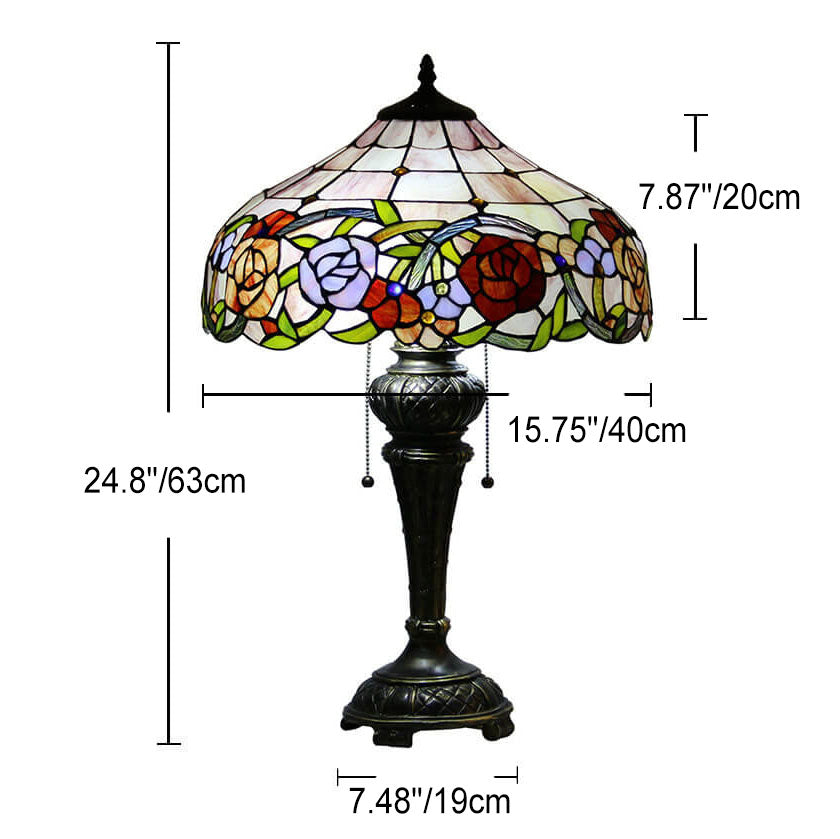 Dragonfly Peacock Glass Resin Table Lamp