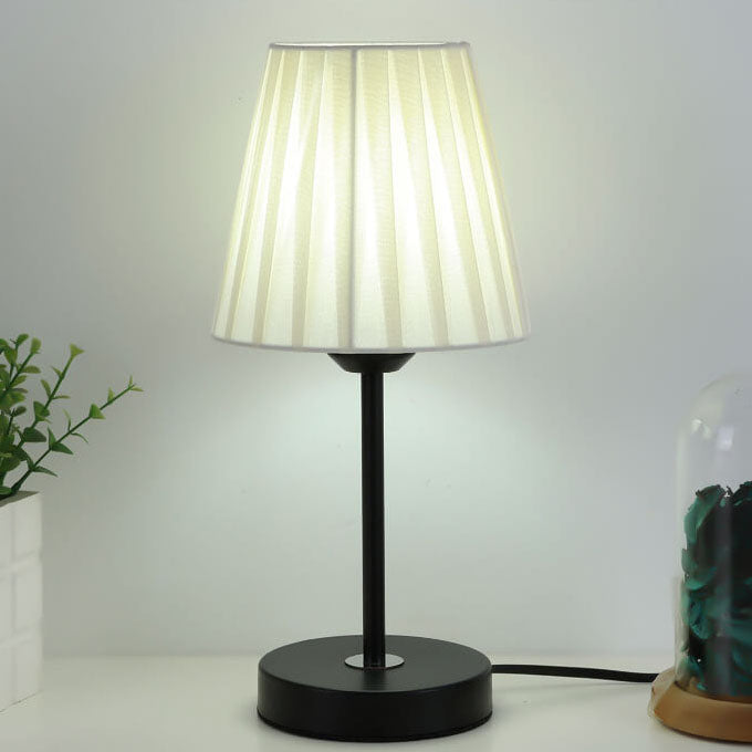Black White Pleated Metal Table Lamp