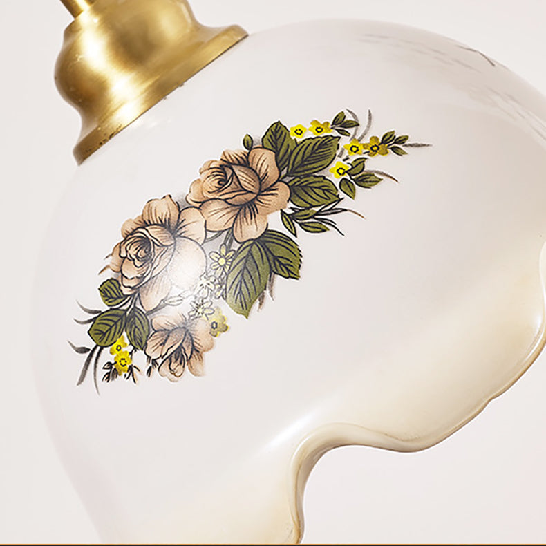Floral Solid Wood Copper Table Lamp