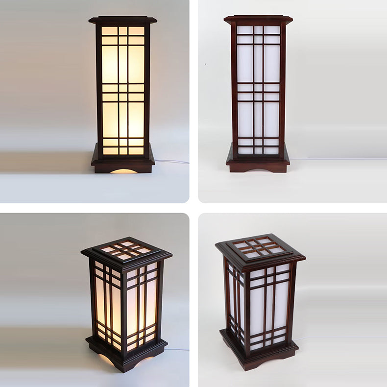 Traditional Chinese Rectangular Parchment Floor Lamp