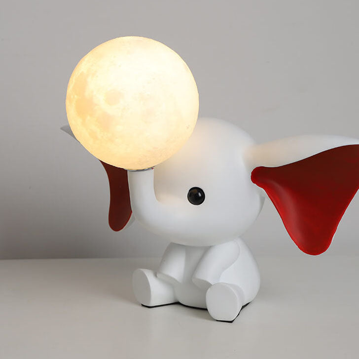 Cartoon Elephant Moon Resin Table Lamp