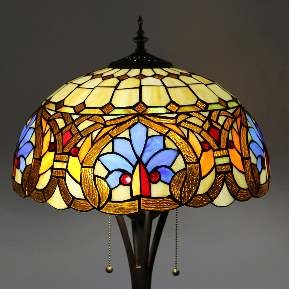 Resin Glass Semicircular Dome 2-Light Floor Lamp