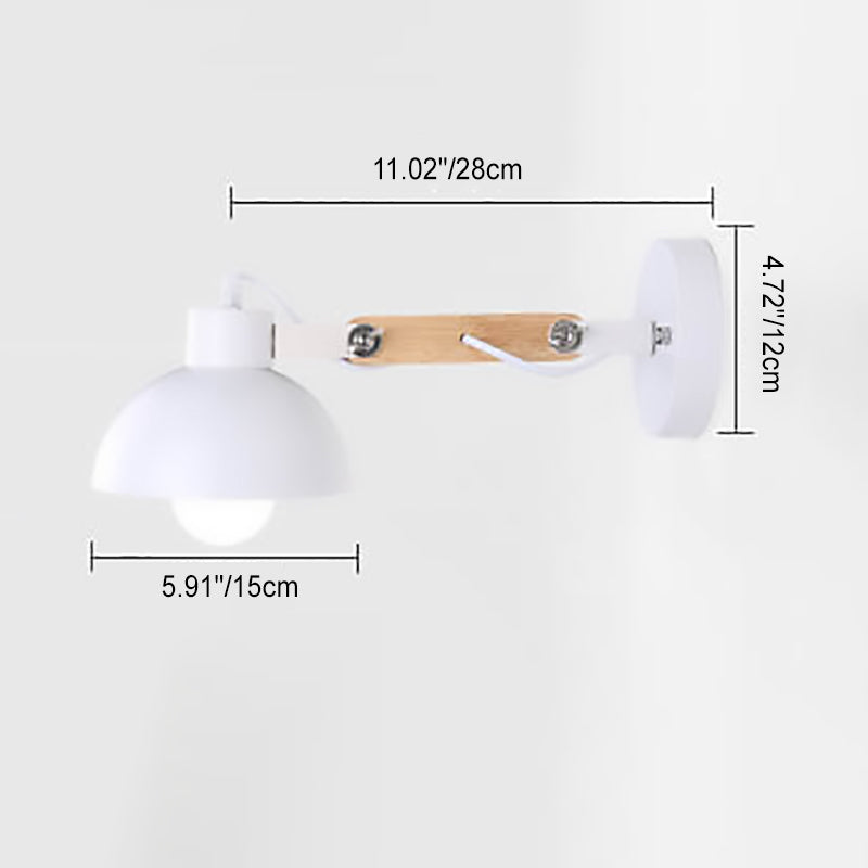 Iron Semicircle Wooden Arm Wall Lamp