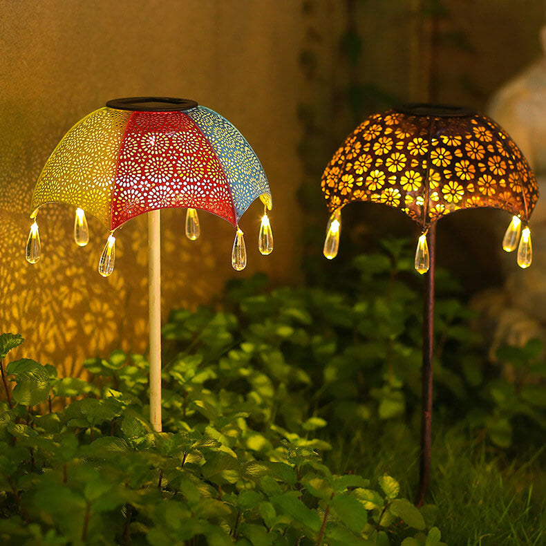 Iron Colorful Umbrella Hollow Outdoor Light