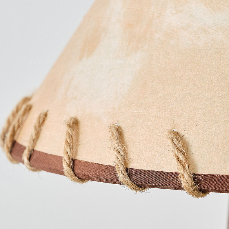 Solid Wood Parchment Cone Table Lamp