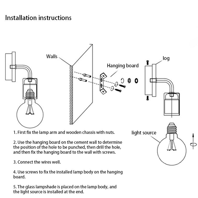 Bent Wood Iron Bedroom Wall Lamp