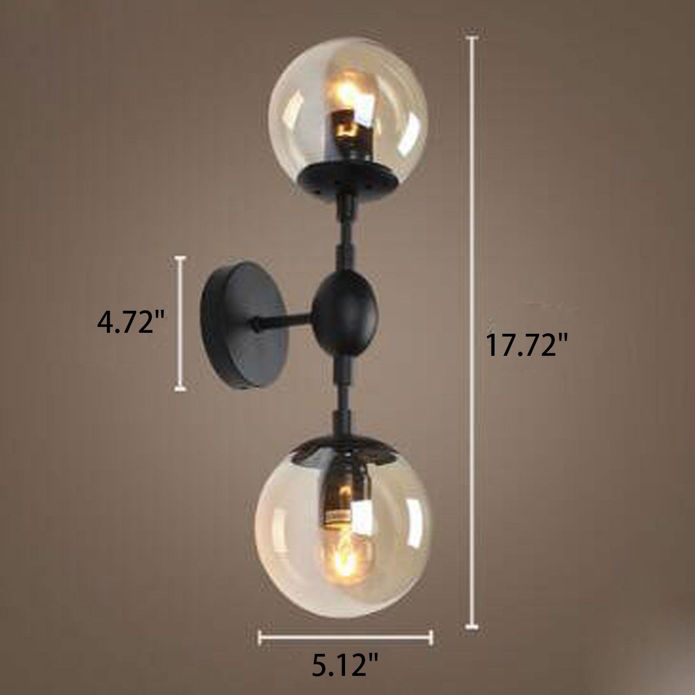 Glass Wrought Iron 2-Light Wall Lamp