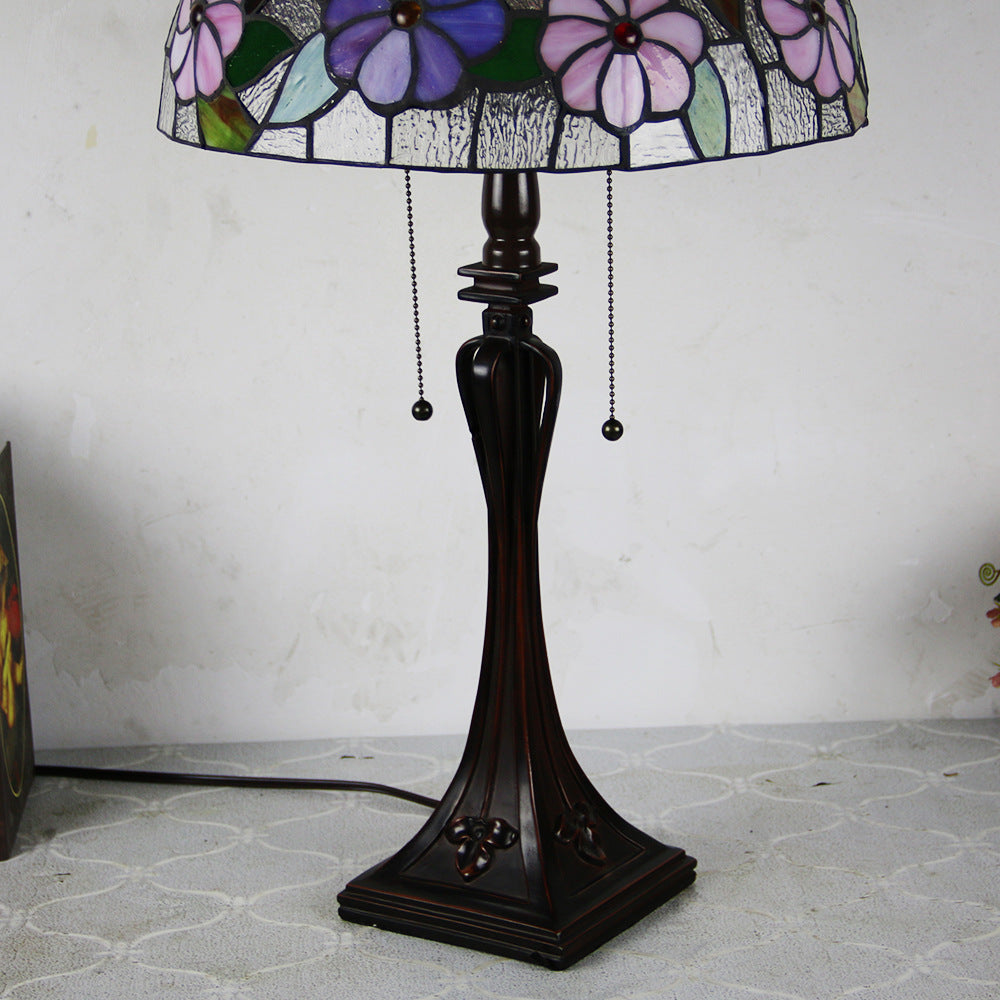 Stained Floral Glass Dome 2-Light Table Lamp