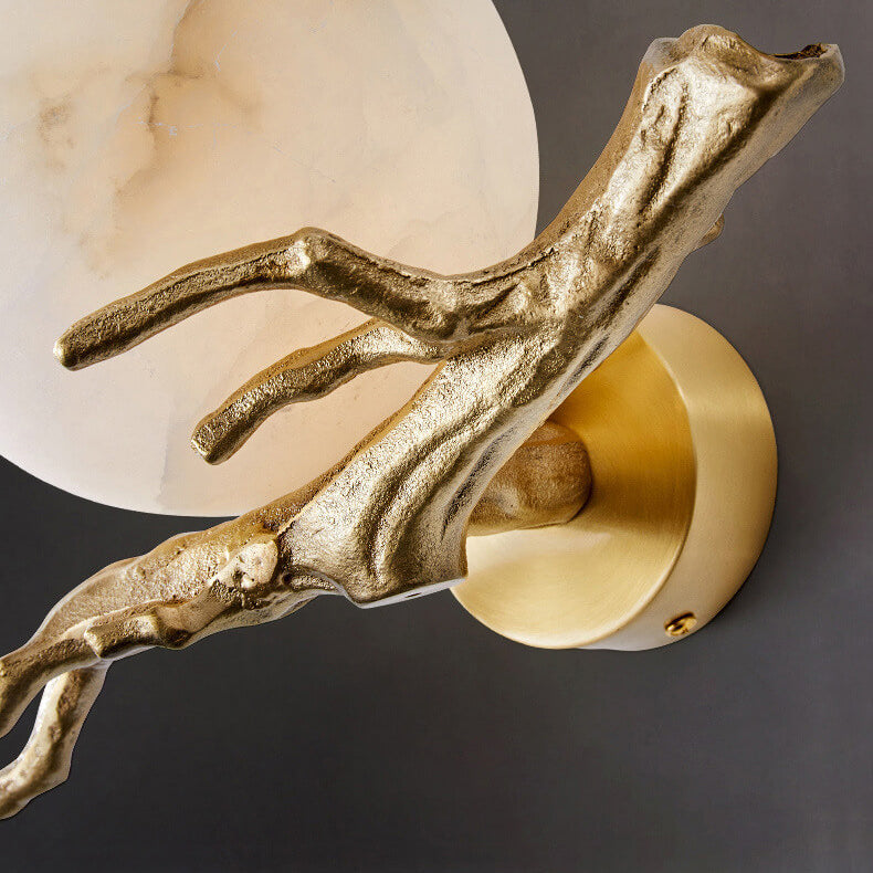 Brass Lucite Tree Branch Wall Lamp