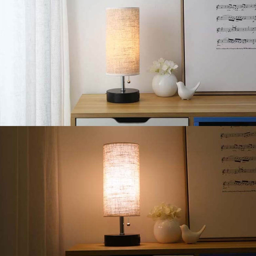 Column Hollow Iron Fabric Table Lamp