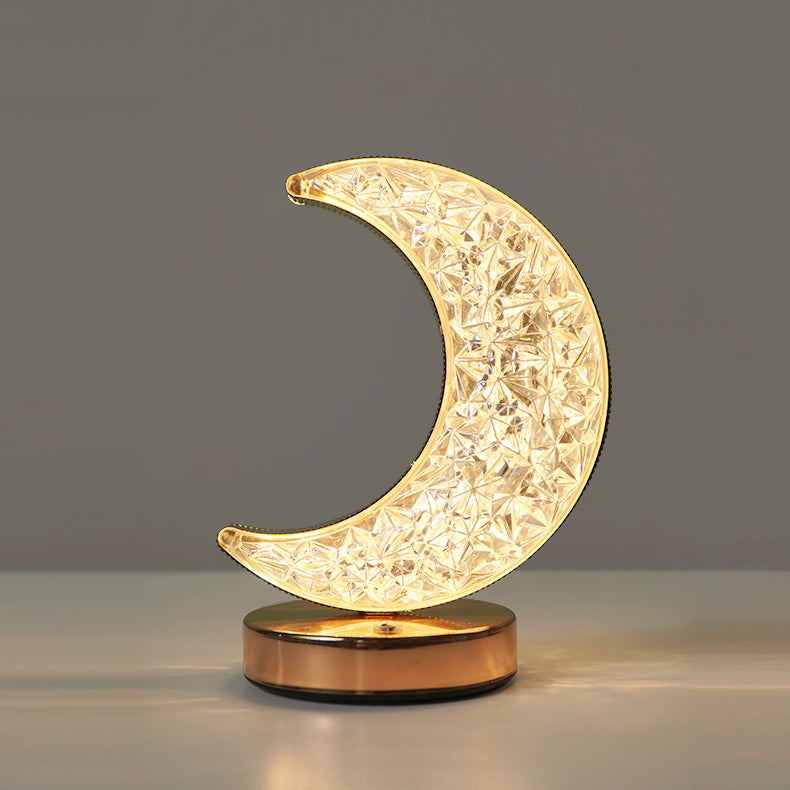 Metal Crystal Star Moon Table Lamp