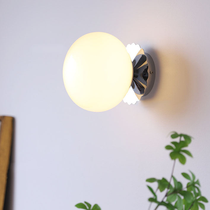 Iron Glass Round Head Wall Lamp