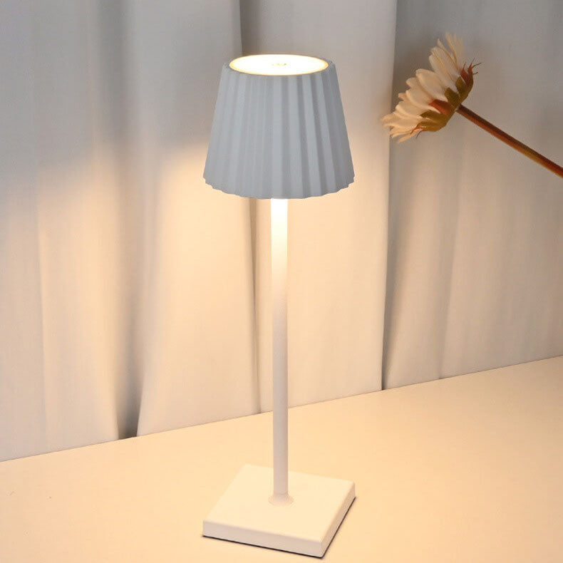 Aluminum Pleated Cone Touch Table Lamp
