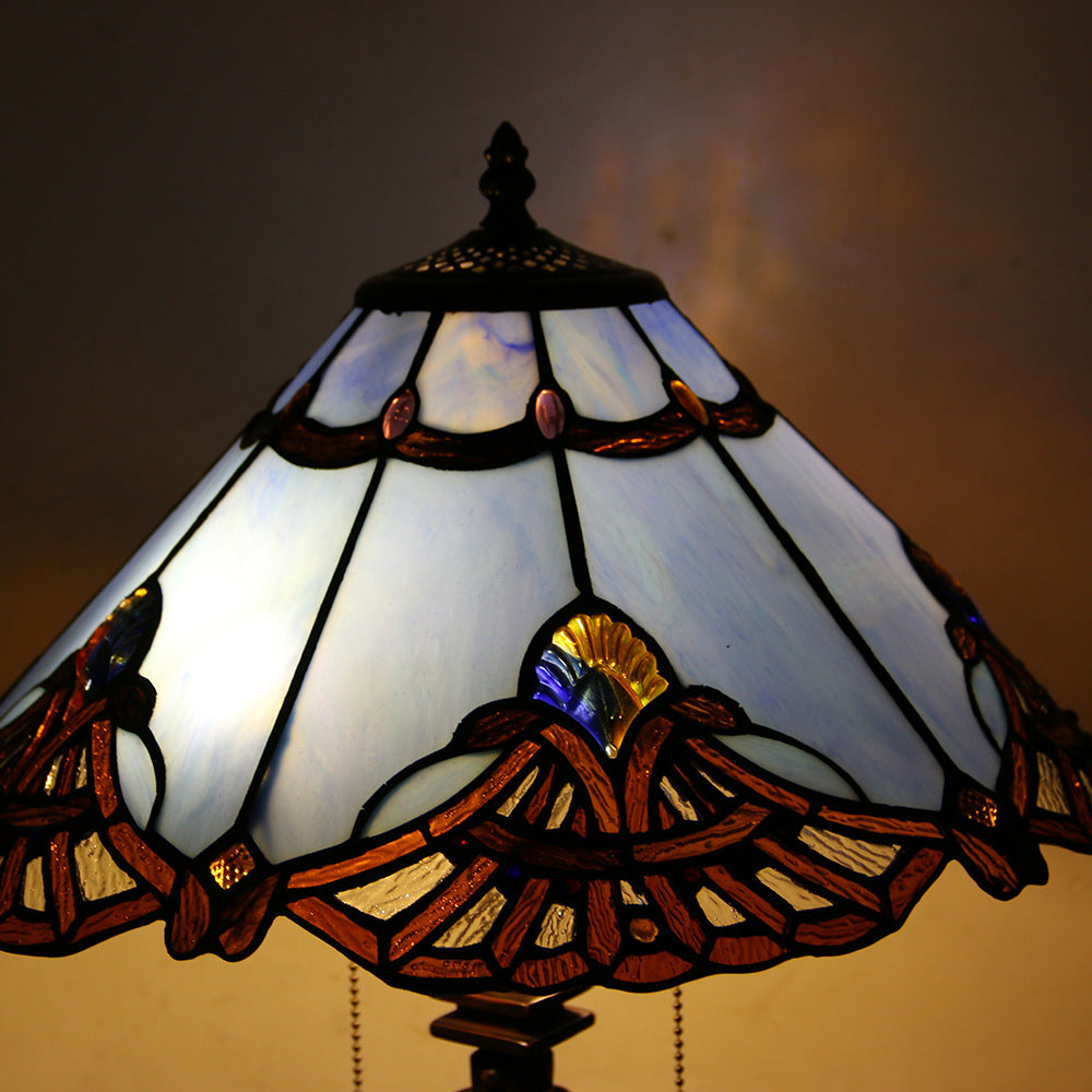 Mediterranean Stained Glass Cone 2-Light Table Lamp