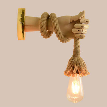 Hand Shape Arm Hemp Wall Lamp