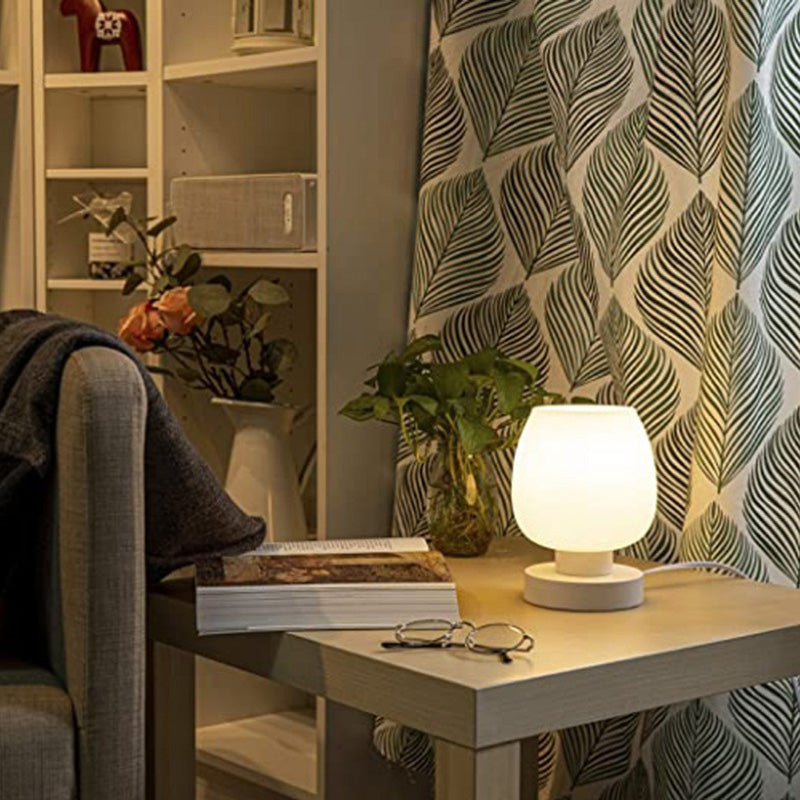 Flat Round Glass Iron Table Lamp
