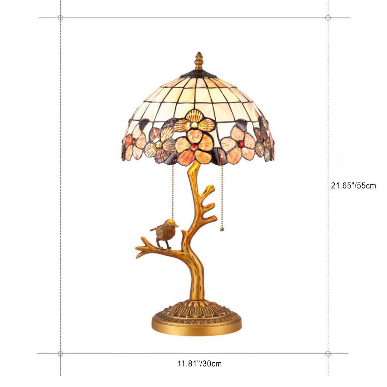 Full Copper Bird Decoration 2-Light Table Lamp