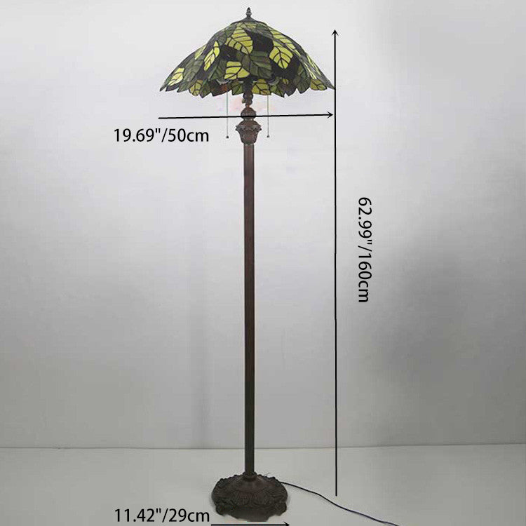 Stained Glass Alloy Bedroom 2-Light Floor Lamp