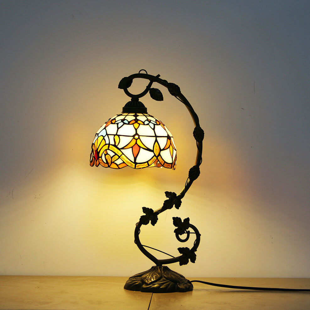 Rose Stained Glass Vine Table Lamp