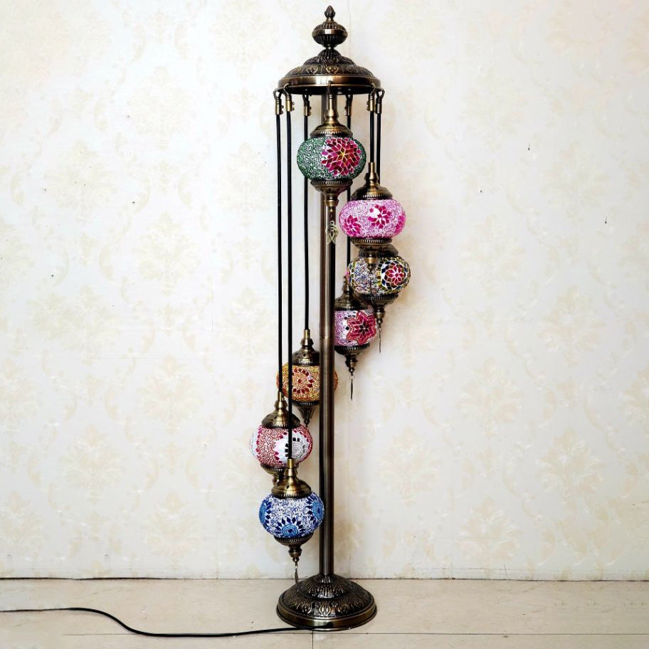Oval Ball Iron Stained 7-Light Floor Lamp