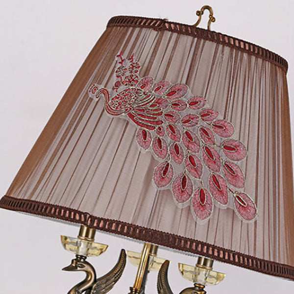 Fabric Candle Crystal 3/4 3-Light Table Lamp