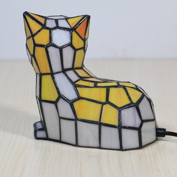 Stained Glass Cat Bedroom Table Lamp