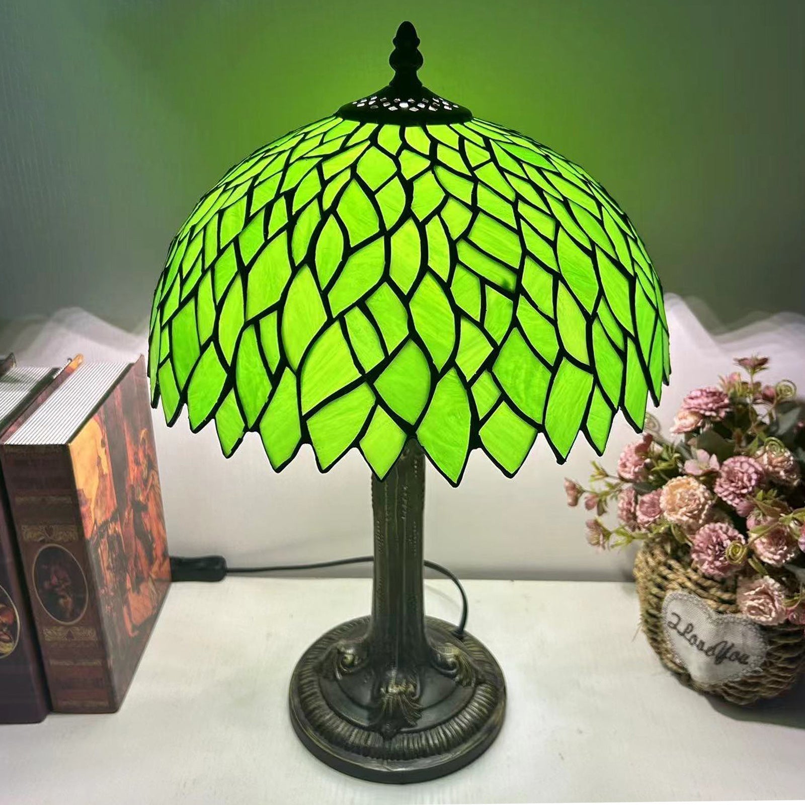 Dome Flower Iron Glass Table Lamp